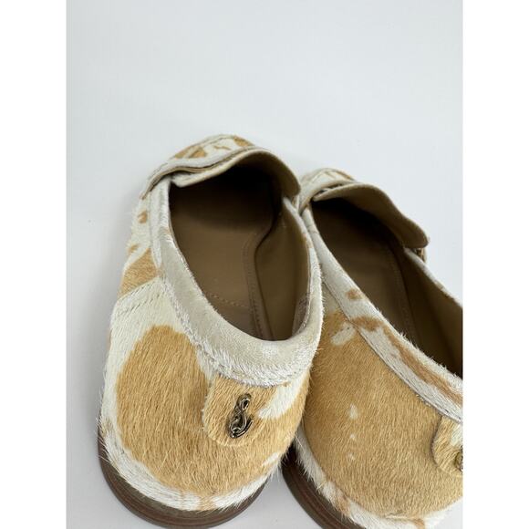 Sam Edelman Women’s Birch Penny Loafers 7.5 Ivory Brahma Calf Hair Cow Print - Picture 6 of 11